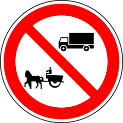 Carros para cavalos e caminhões proibidos.