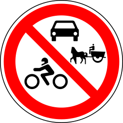 Motorcycles, cars and horsecarts prohibited.
