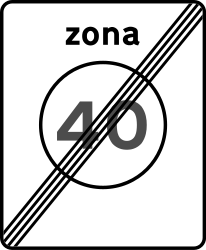 Início de uma zona com limite de velocidade.