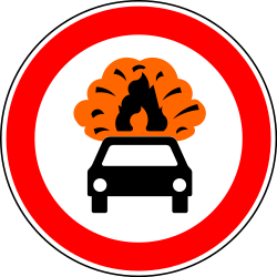 Транспортные средства со взрывчатыми материалами запрещены.