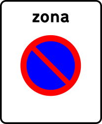 Início da zona onde o estacionamento é proibido.