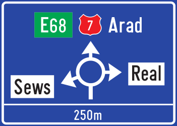 Information about the directions of the roundabout.