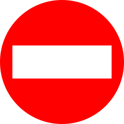 Dirección prohibida (carretera con tráfico de un solo sentido).