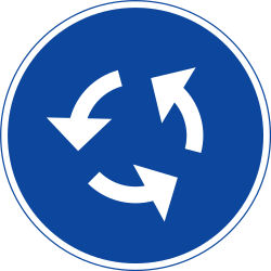 Obligatorische Richtung des Kreisverkehrs.