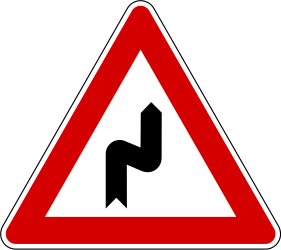 Warning for a double curve, first right then left.