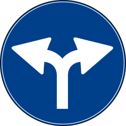 Traffic sign of Turkey: <b>Turning left or right</b> mandatory 