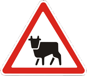 Warning for cattle on the road.