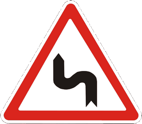 Advertencia por una curva a la izquierda.