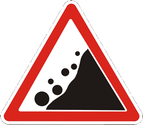 Warnung vor Steinschlag.