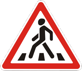 Warnung vor einer Überfahrt für Fußgänger.
