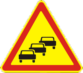 渋滞の警告。