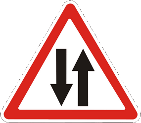 双方向の交通がある道路の警告。