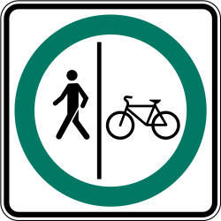 Mandatory divided path for pedestrians and cyclists.