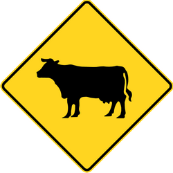 Waarschuwing voor vee op de weg.