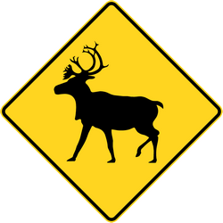 Advertencia para renos en la carretera.