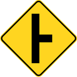 Advertencia por cruce incontrolado con carretera a la izquierda.