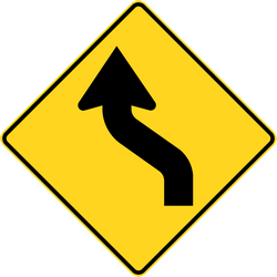 Предупреждение о двойной кривой, сначала влево, затем вправо.