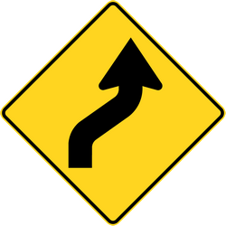 Advertencia de doble curva, primero a la derecha y luego a la izquierda.