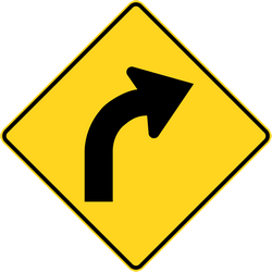 Alerta para uma curva à direita.