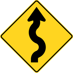 Aviso para uma curva acentuada à direita.
