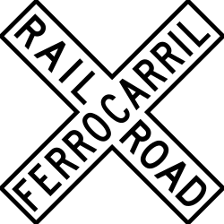 Aviso para cruzamento de via férrea com 1 via férrea.