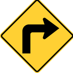 Warnung vor einer scharfen Kurve nach rechts.
