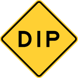 Warning for a dip in the road.