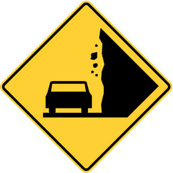 Warnung vor Steinschlag.