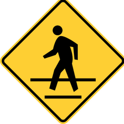 Warning for a crossing for pedestrians.