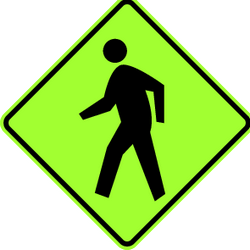 Warnung für Fußgänger.
