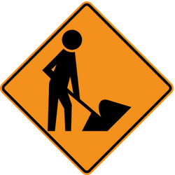 道路工事の警告。