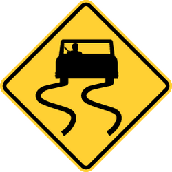 滑りやすい路面への警告。