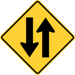 Warning for a road with two-way traffic.