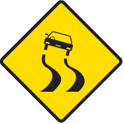 滑りやすい路面への警告。