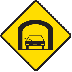 Warnung vor einem Tunnel.