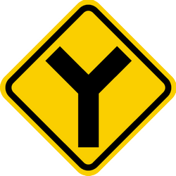 Warning for an uncontrolled T-crossroad.