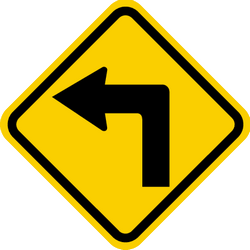 Warning for a sharp curve to the left.