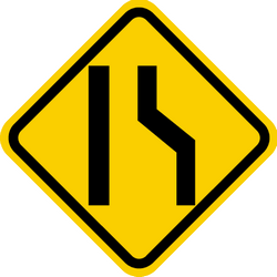 Предупреждение о сужении дороги слева.