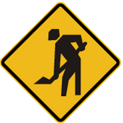 Warnung vor Straßenarbeiten.