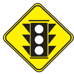 Advertencia por un semáforo.