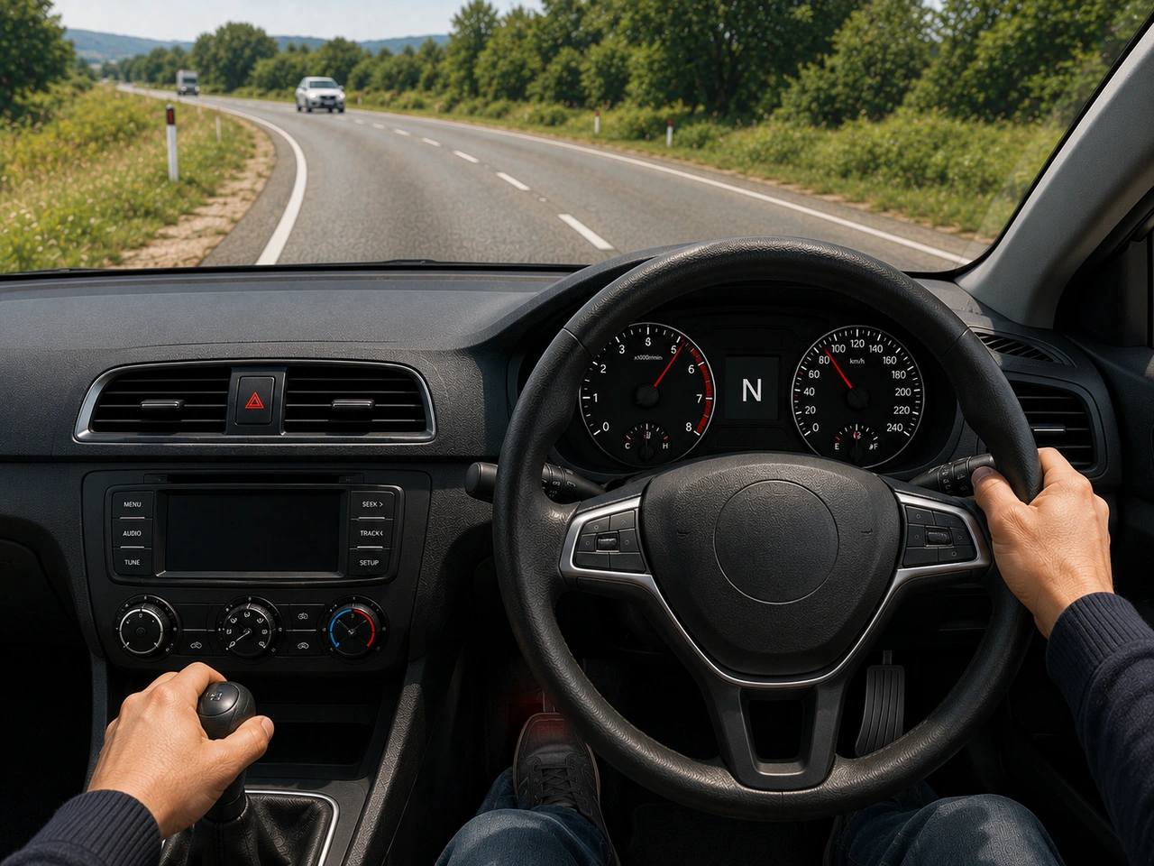 What should you do if the accelerator becomes stuck while you are driving?