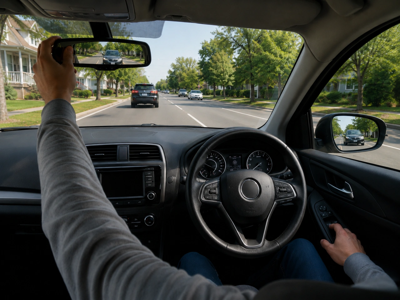 You should adjust your mirrors before you start driving.