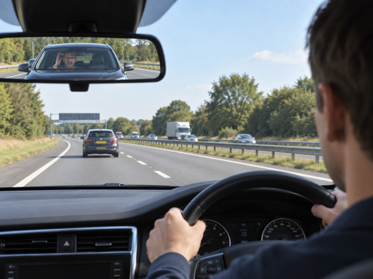 What should you do if another driver behaves aggressively towards you?