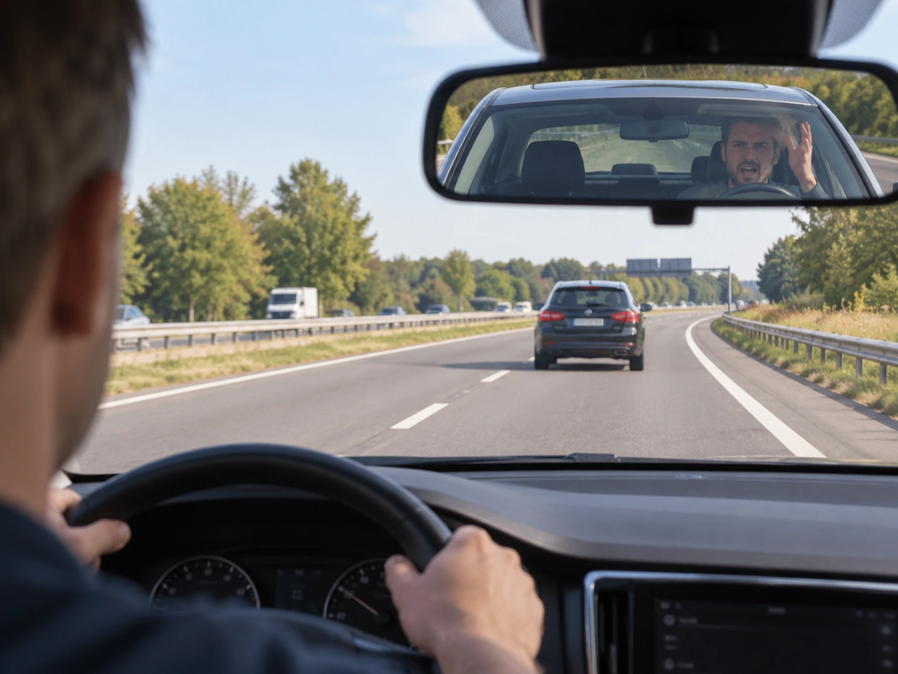 What should you do if another driver behaves aggressively towards you?