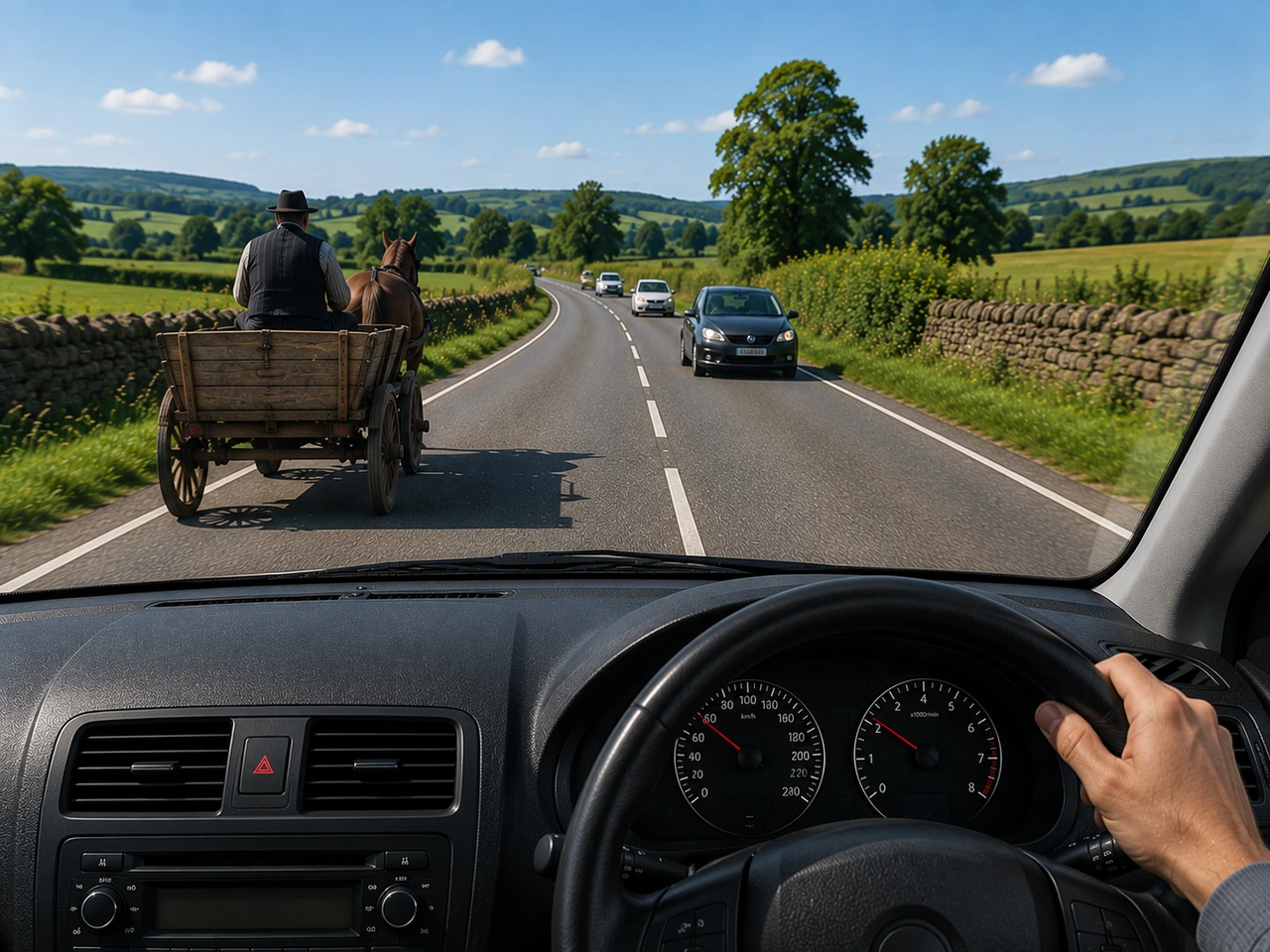 What should you do if you are approaching an animal-drawn vehicle?