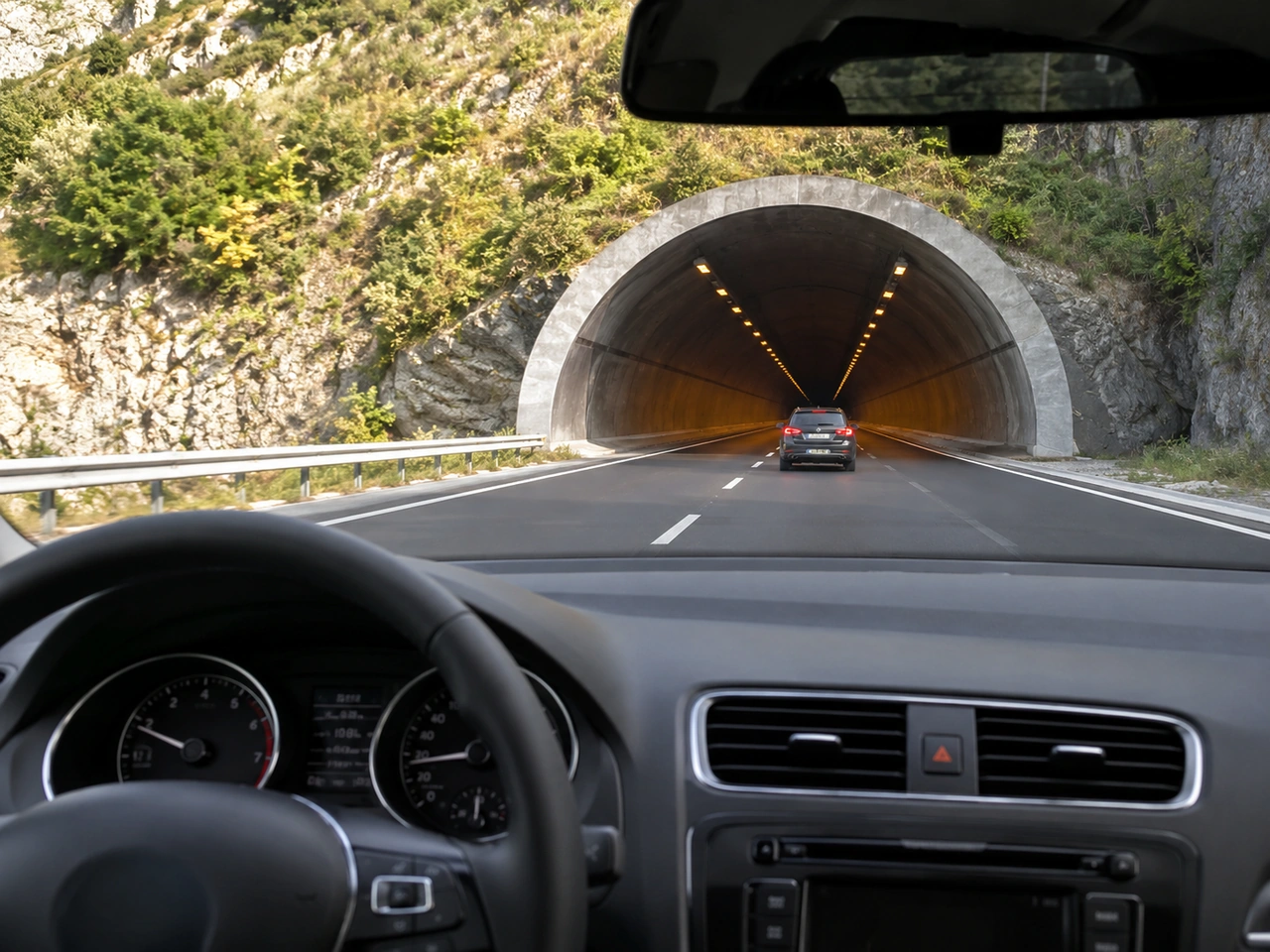 What should you do when approaching a tunnel?