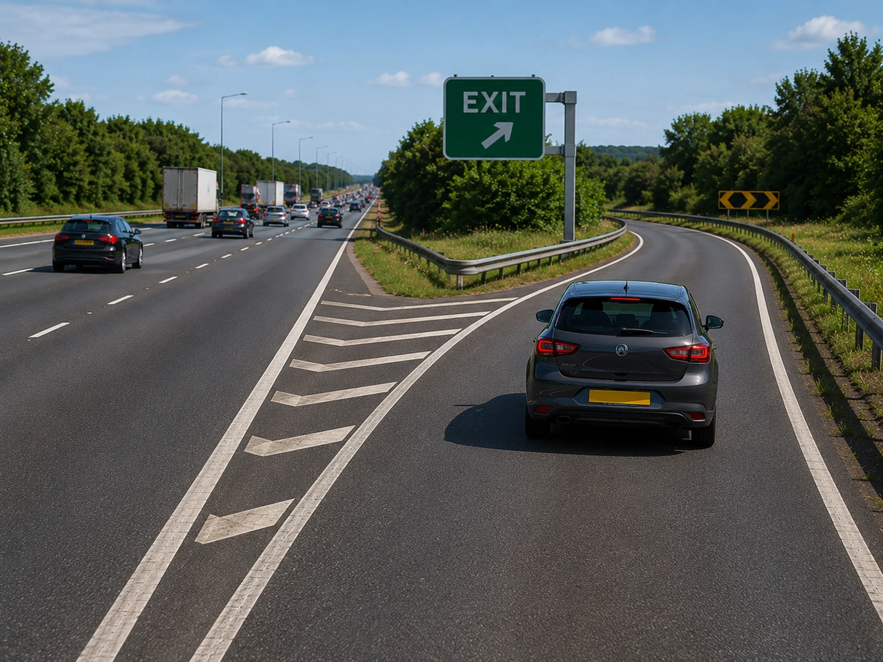What should you do before leaving a motorway?