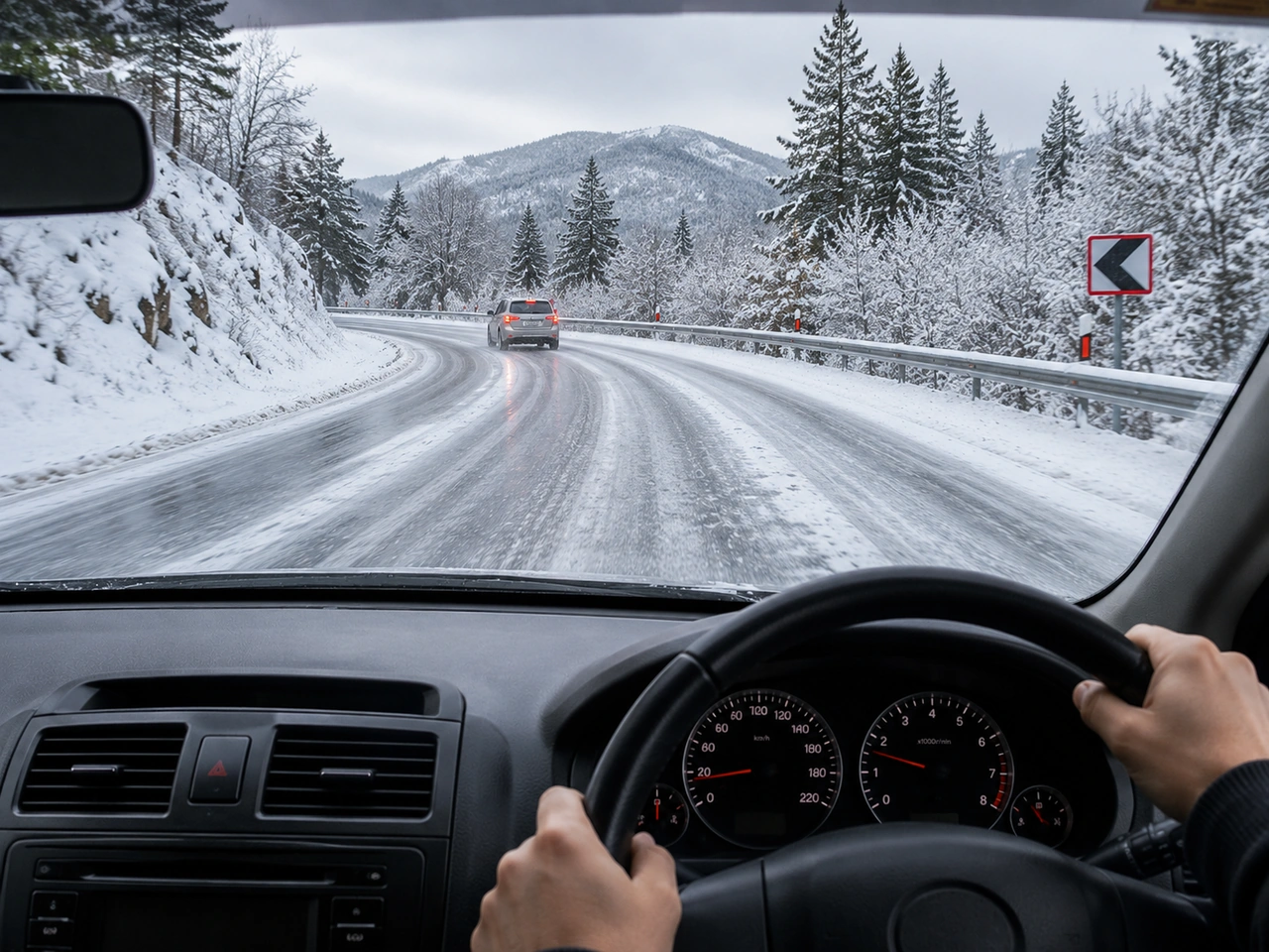 How should you brake on a slippery road?