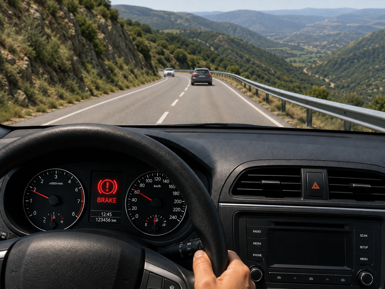 What should you do if the brakes fade during a long descent?