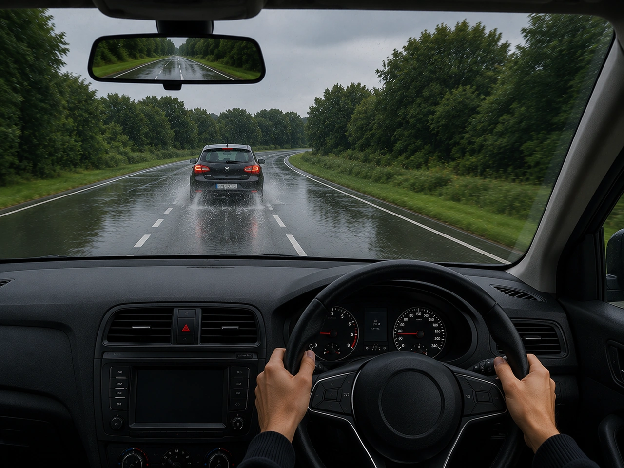What should you do if your brakes feel less effective after driving through water?